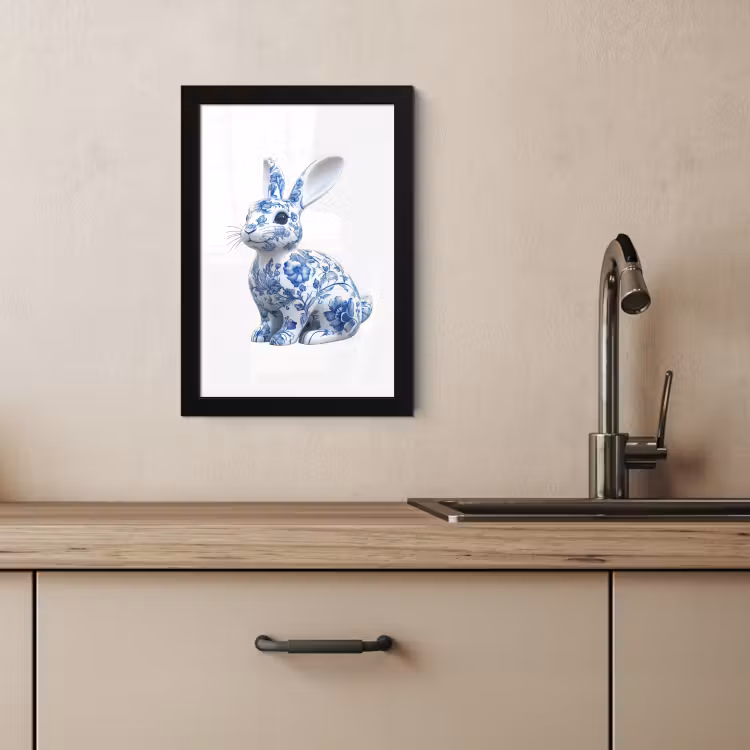 Cornice per foto - Bleu de Delft - Petit lapin - Blanc — 3