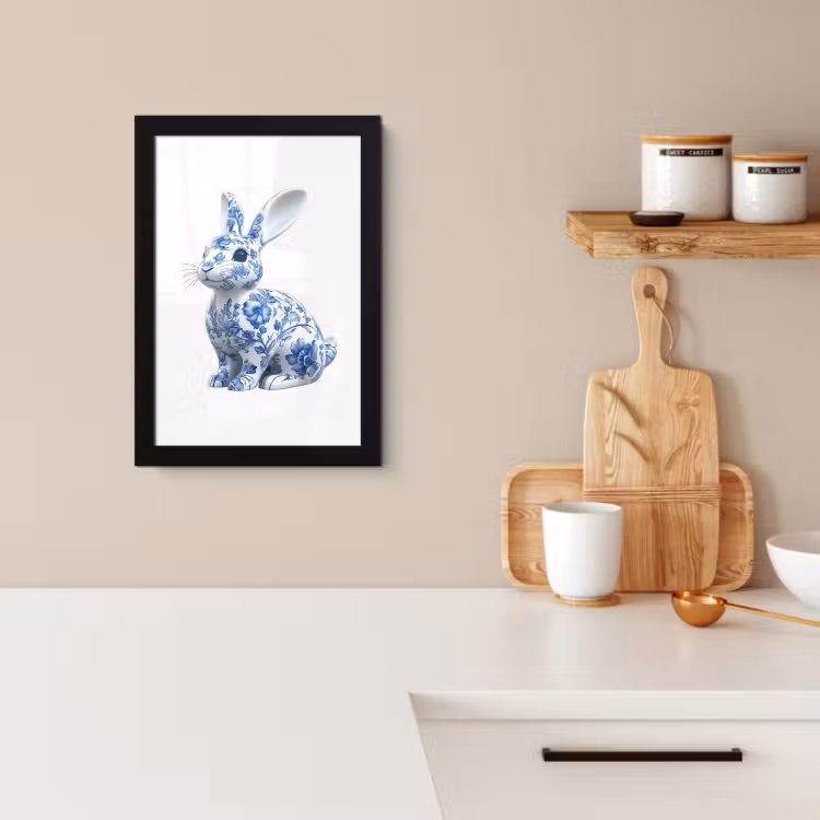 Cornice per foto - Bleu de Delft - Petit lapin - Blanc — 4