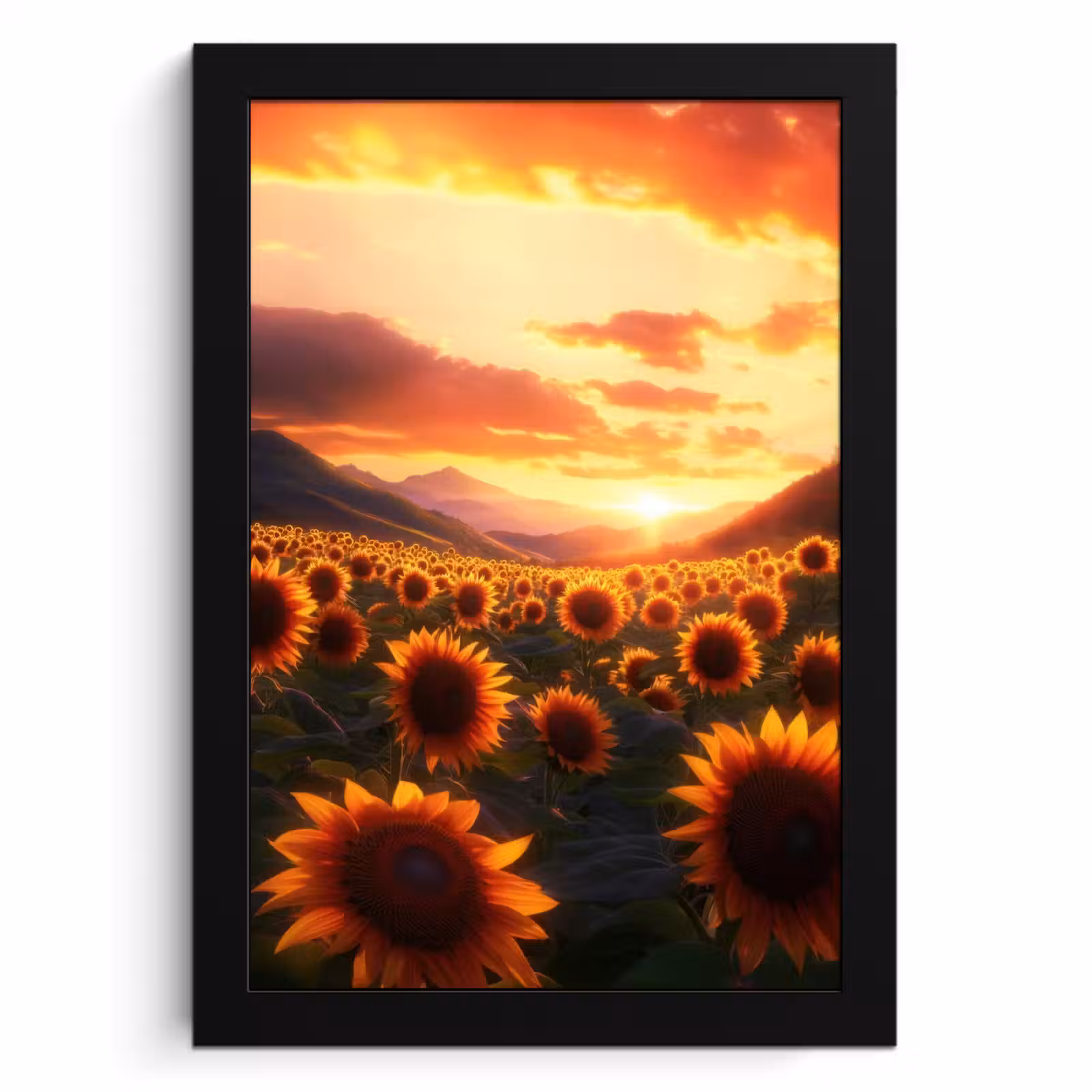Cadre Photo - Tournesols - Coucher de soleil - Paysage — 1