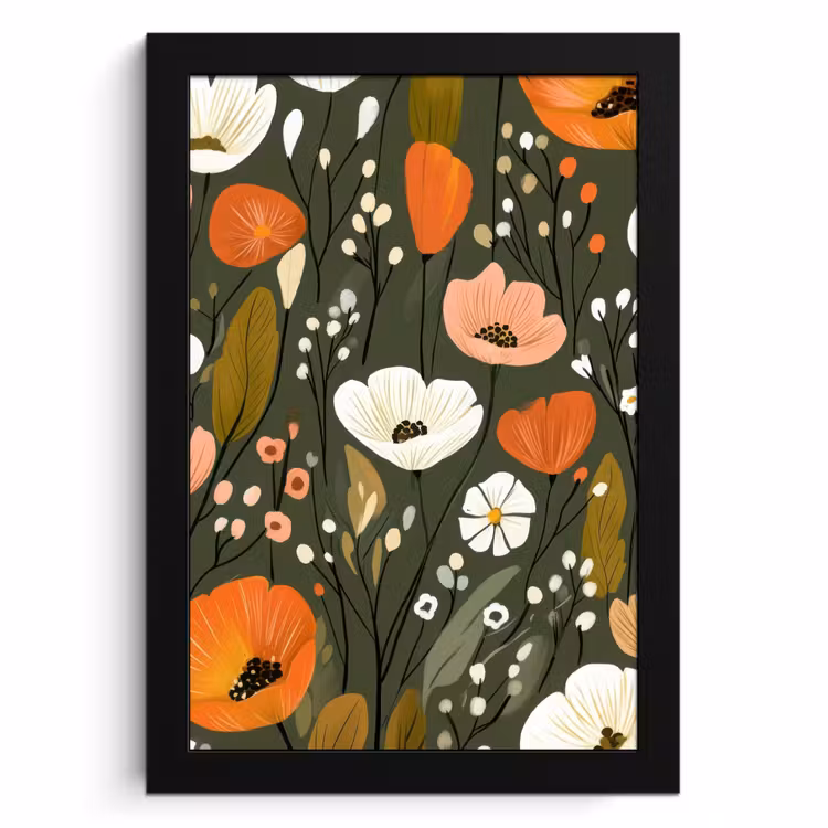 Cadre Photo - Fleurs - Illustration - Vert — 1