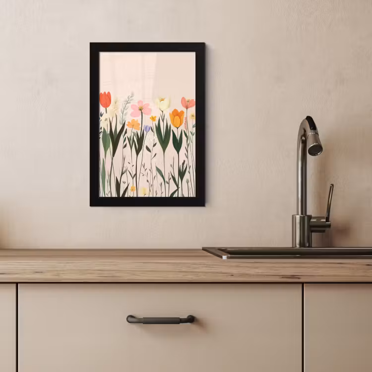 Cadre Photo - Teintes pastel - Fleurs - Illustration — 3