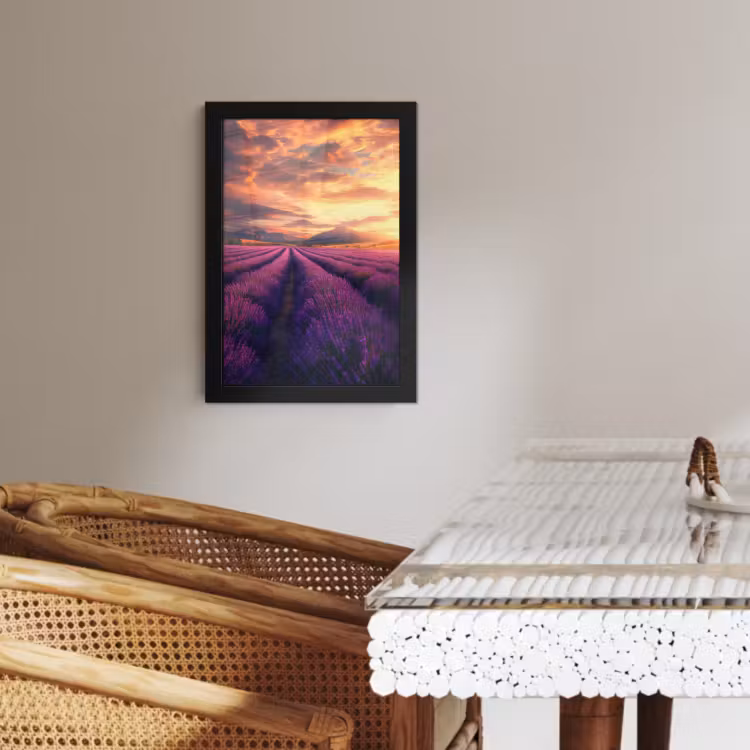 Cadre Photo - Champ de lavande - Coucher de soleil - Violet — 2