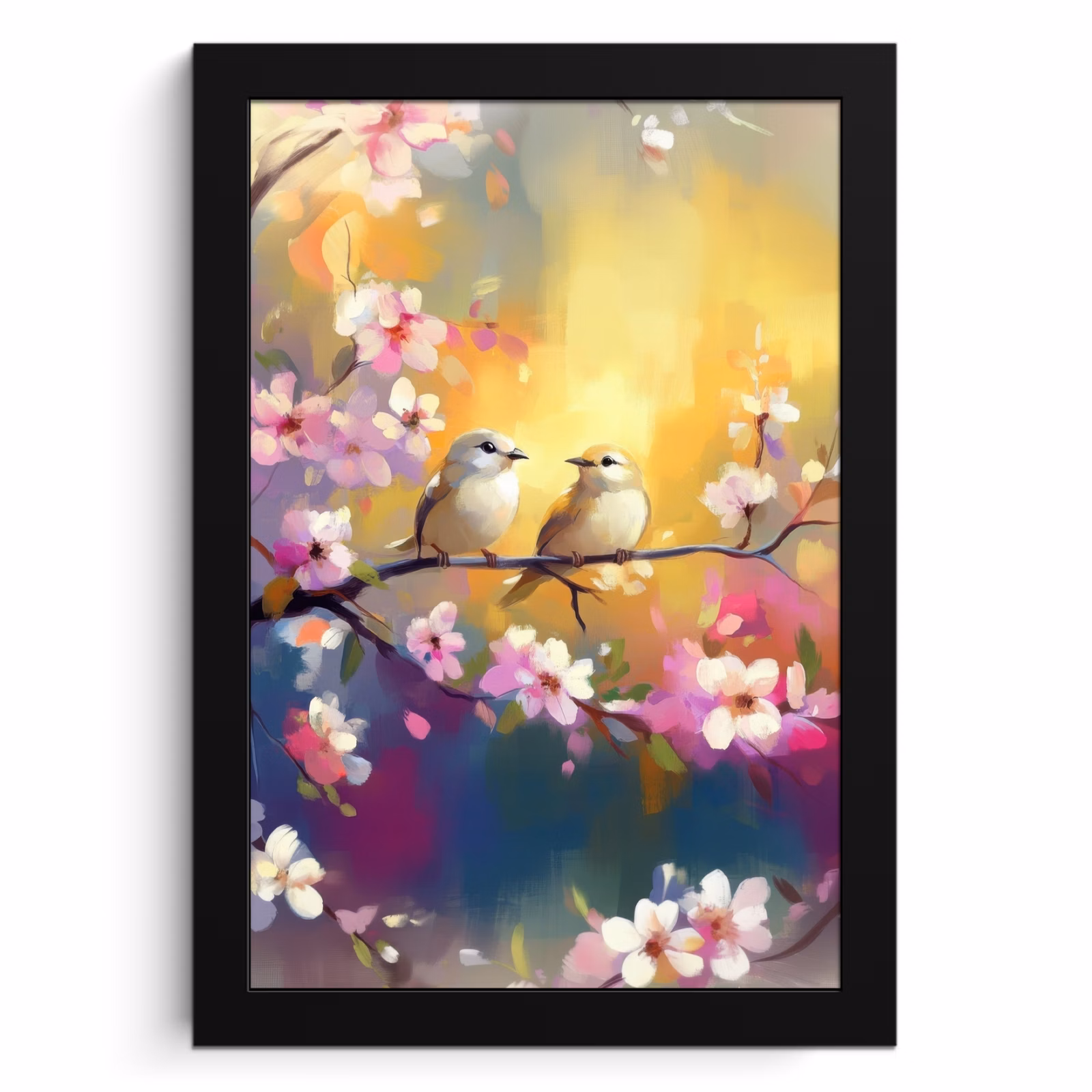 Cadre Photo - Oiseaux - Fleurs - Rose — 1