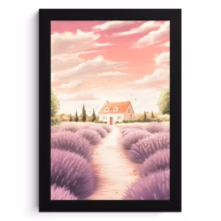 Cadre Photo - Champ de lavande - Maison - Violet — 1