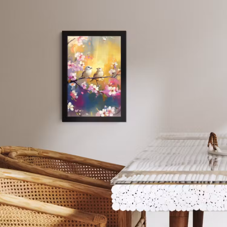 Cadre Photo - Oiseaux - Fleurs - Rose — 2