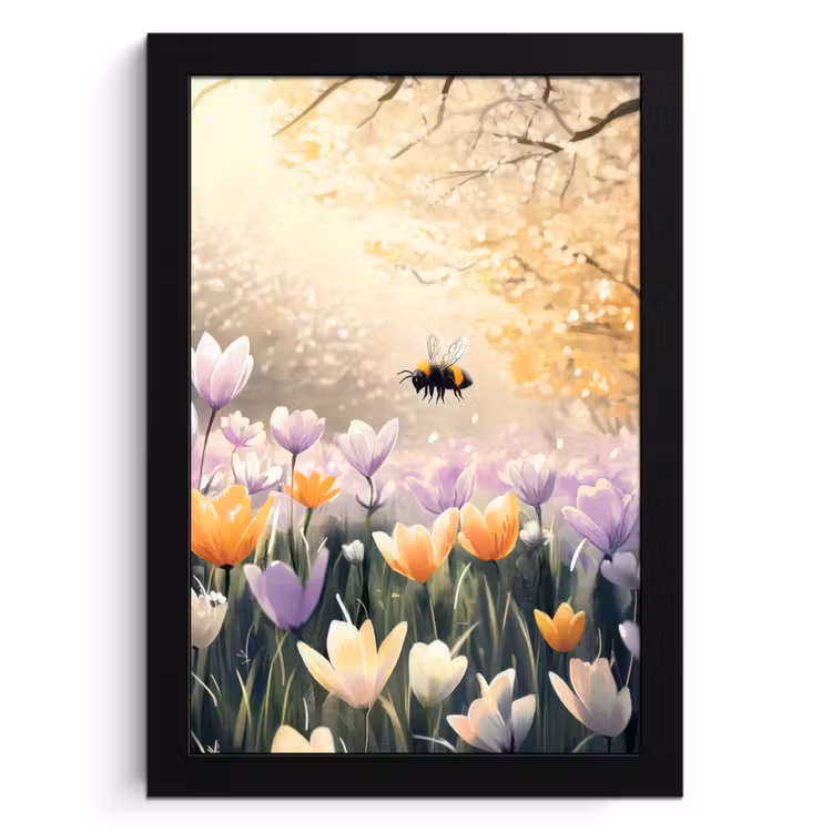 Cadre Photo - Violettes - abeille - soleil — 1