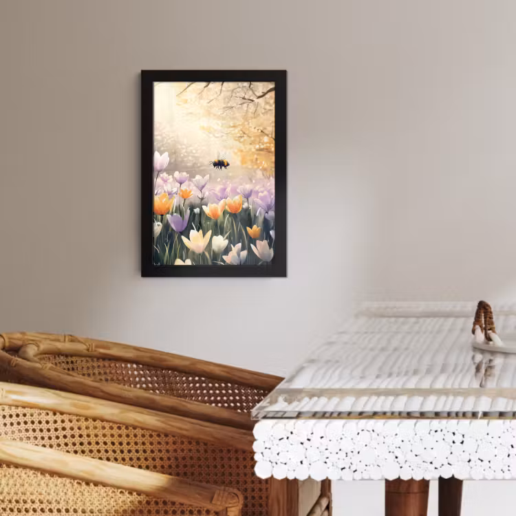 Cadre Photo - Violettes - abeille - soleil — 2