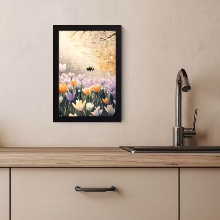 Cadre Photo - Violettes - abeille - soleil — 3