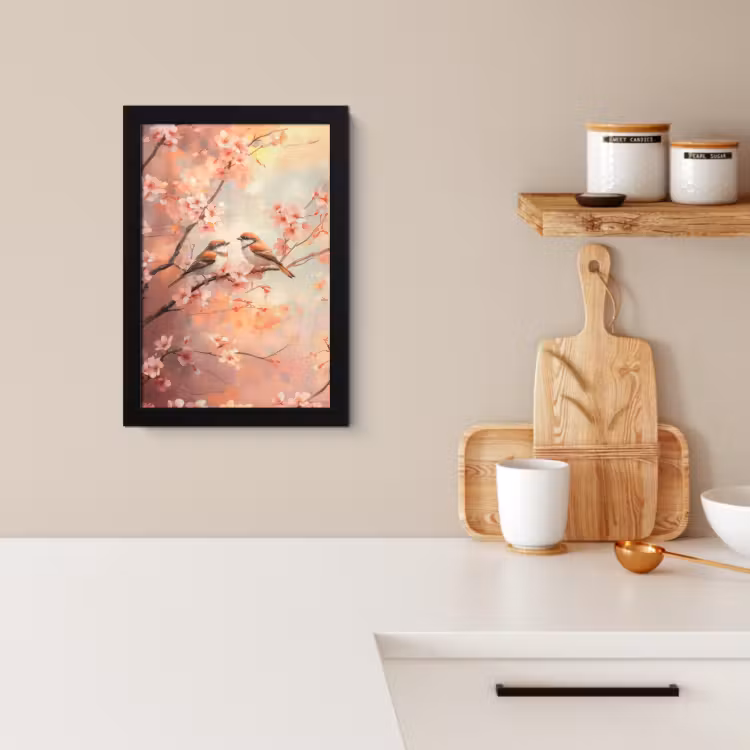 Cadre Photo - Oiseaux - Romantique - Branche fleurie — 3
