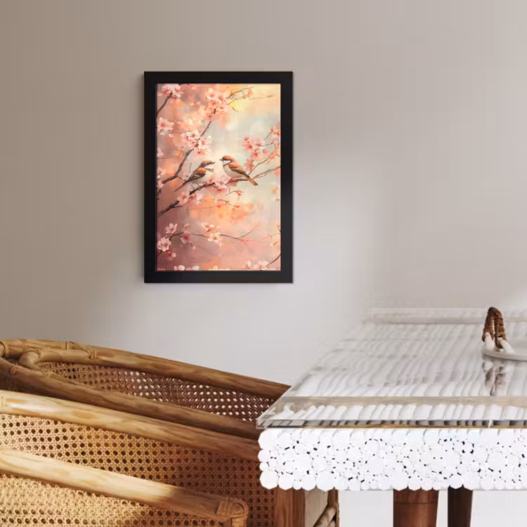 Cadre Photo - Oiseaux - Romantique - Branche fleurie — 4