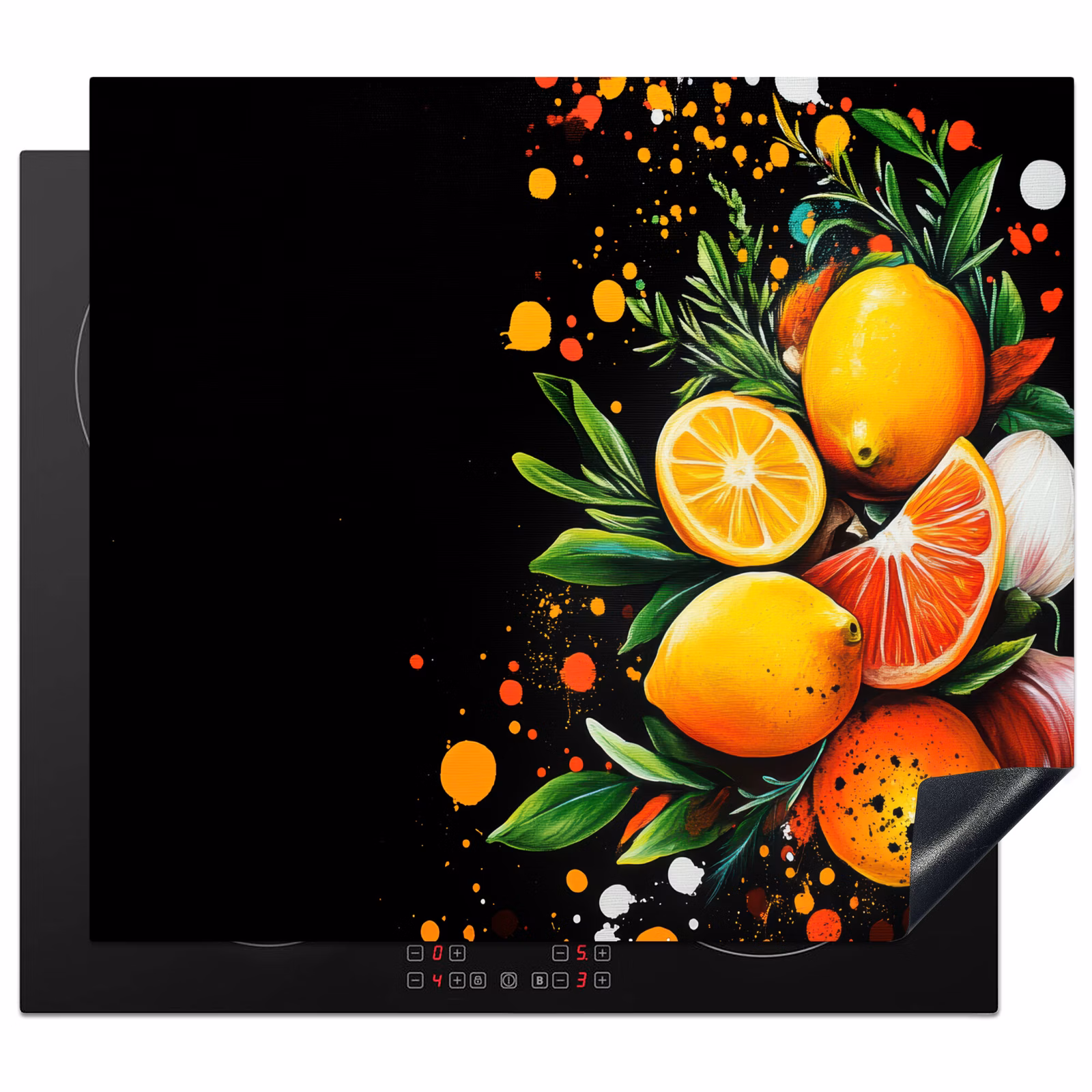 Protection plaque induction - Citrons - Noir - Herbes - Graffiti - Peinture — 1