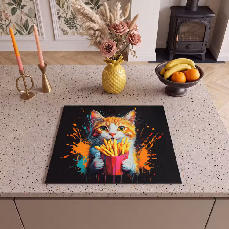 Protection plaque induction - Chat - Nourriture - Frites - Graffiti - Abstrait — 3