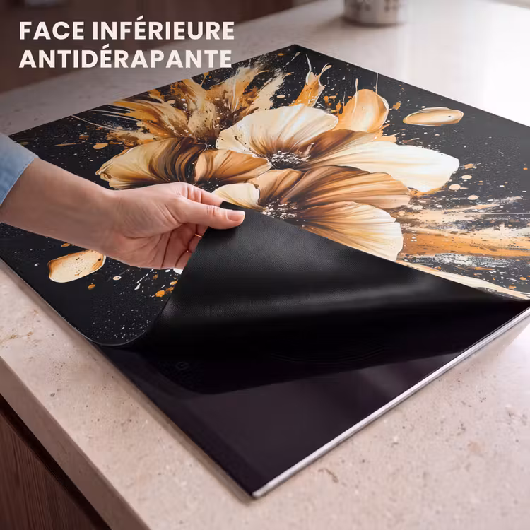 Protection plaque induction - Fleurs - Or - Graffiti - Noir - Abstrait — 7