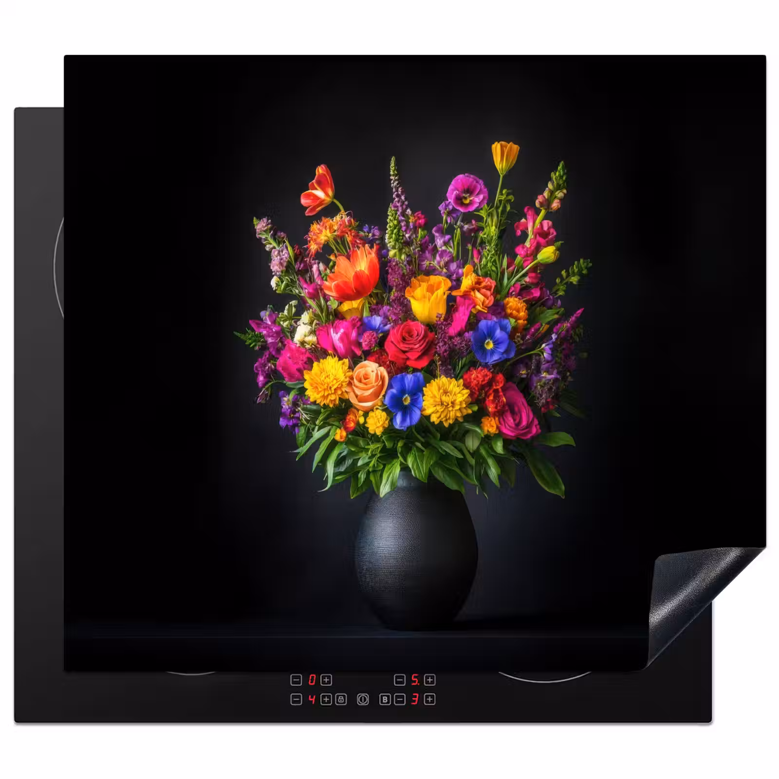 Protection plaque induction - Couleurs vives - Fleurs - Vase — 1
