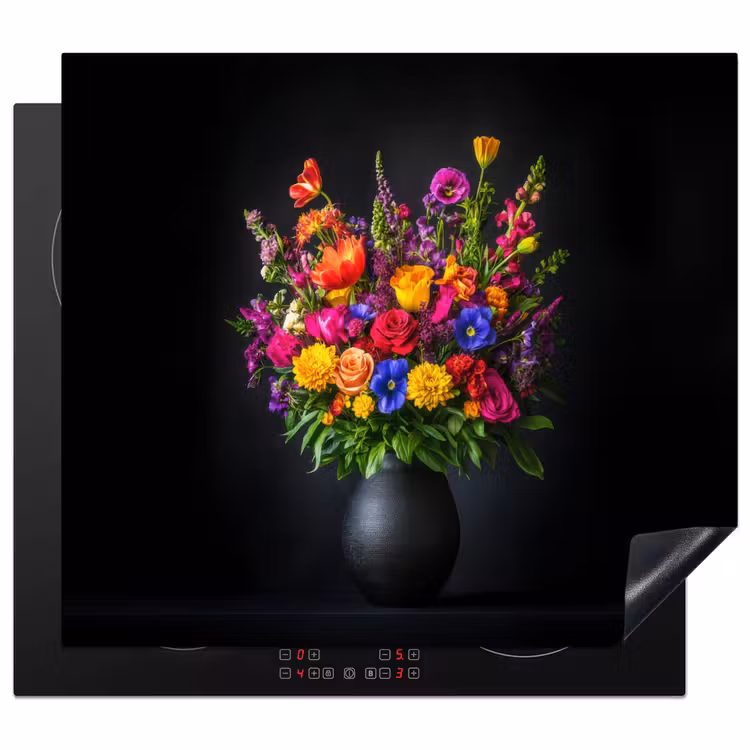 Protection plaque induction - Couleurs vives - Fleurs - Vase — 1