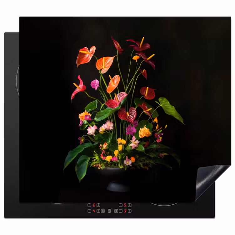Protection plaque induction - Fleurs - vase - coloré — 1