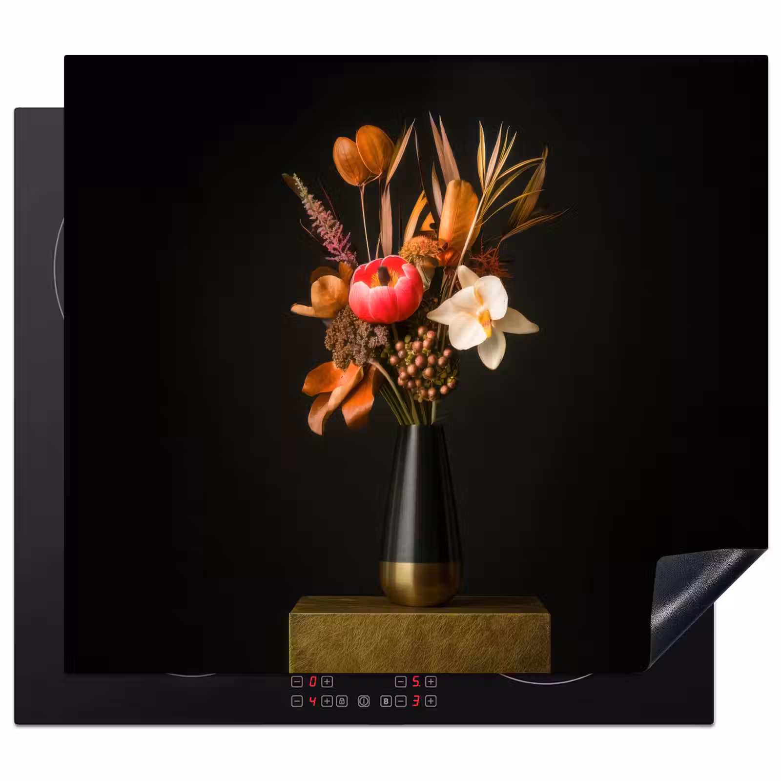 Protection plaque induction - Bouquet - Orange - Or - vase — 1