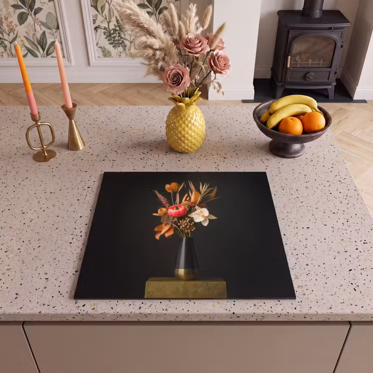 Protection plaque induction - Bouquet - Orange - Or - vase — 3