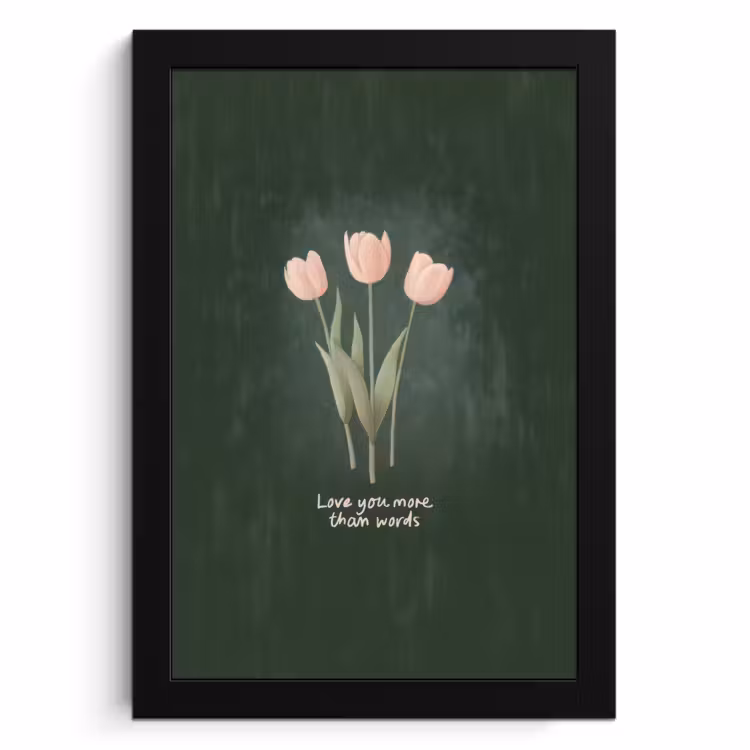 Cadre Photo - Tulipes - Rose - Texte - Amour — 1
