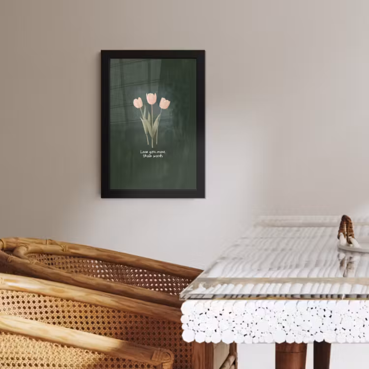 Cadre Photo - Tulipes - Rose - Texte - Amour — 4