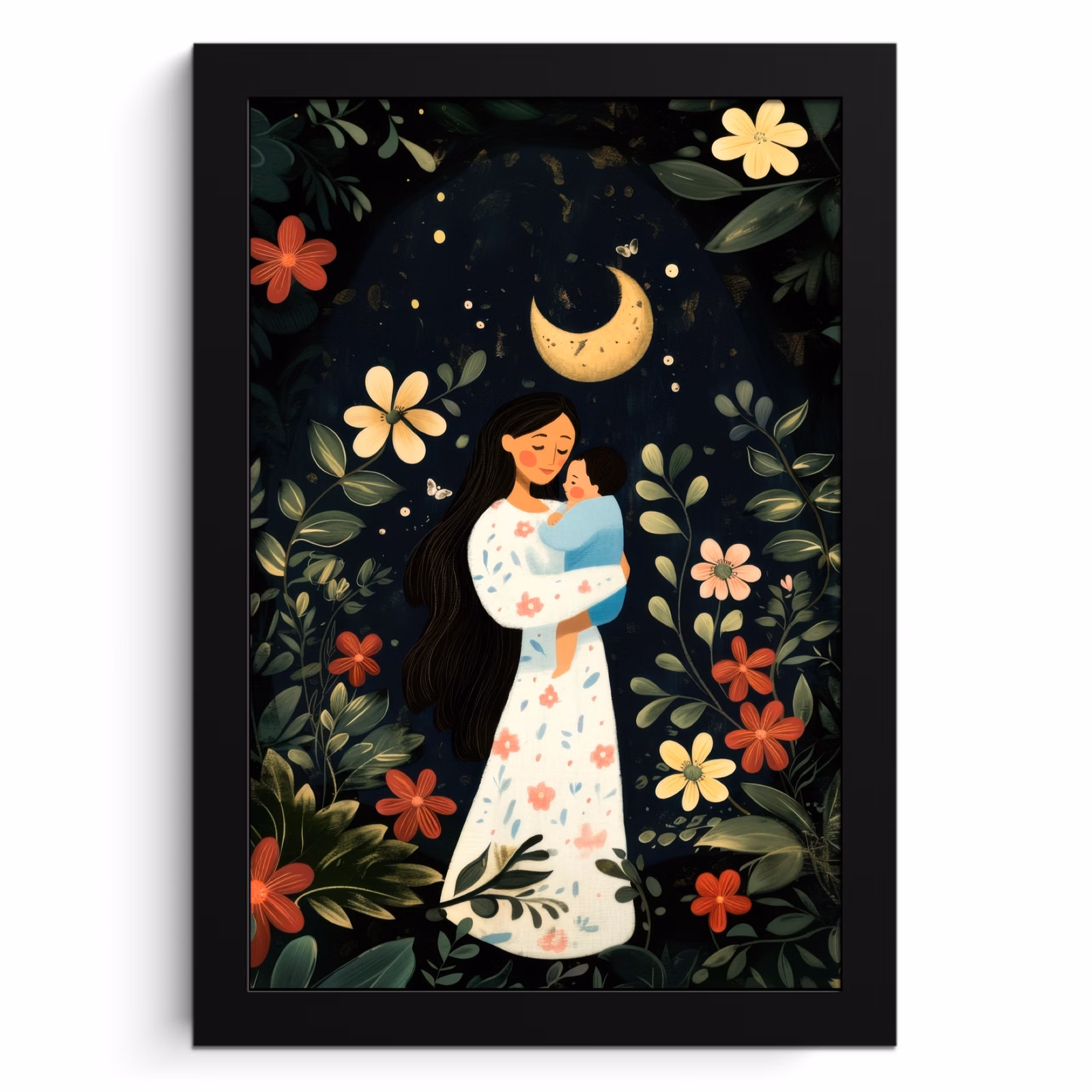 Cadre Photo - Mère - Enfant - Coloré - Fleurs — 1