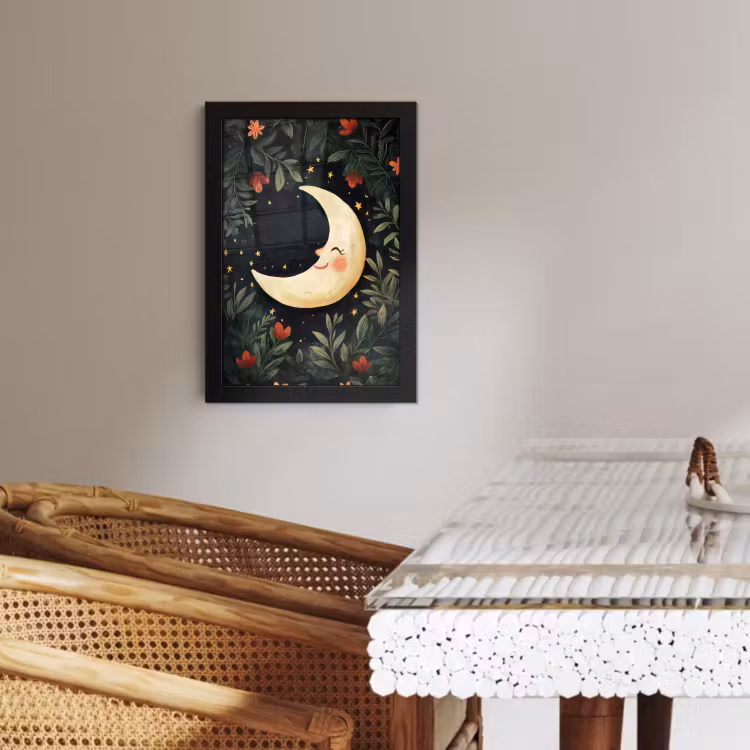 Cadre Photo - Lune - Fleurs - Ciel nocturne — 2