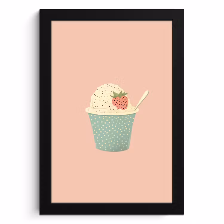 Cadre Photo - Plateau - Glace - Fraise - Rose — 1