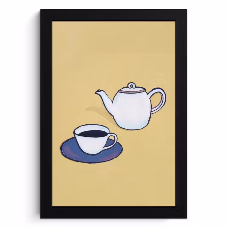 Cadre Photo - Théière - Tasse - Beige - Illustration — 1