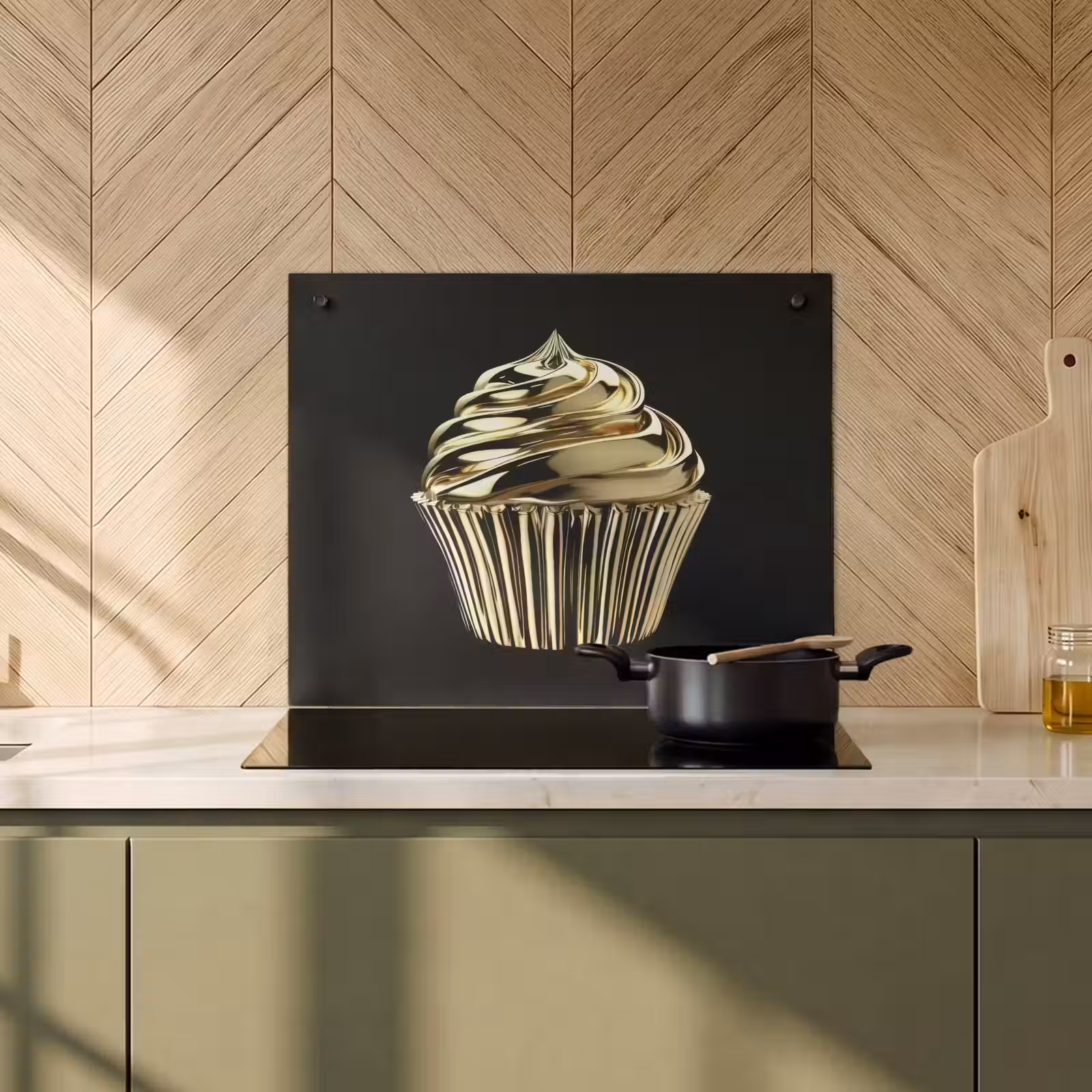 Beschemer à induction avec crochets - Cupcake - Nourriture - Or - Noir — 1