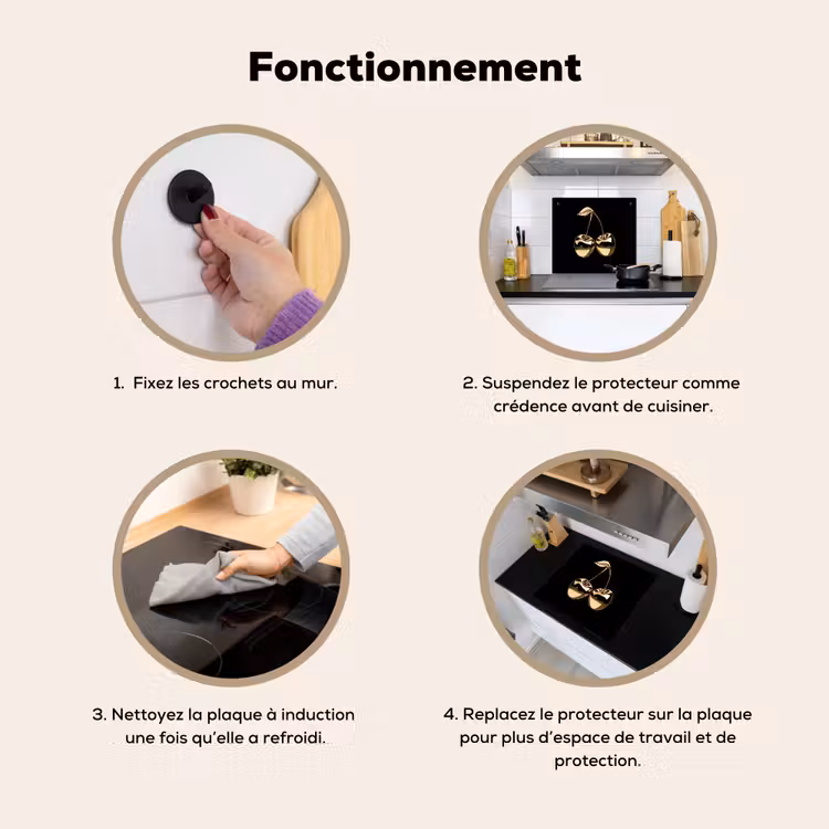 Beschemer à induction avec crochets - Cerisier - Noir - Or - Chrome — 7