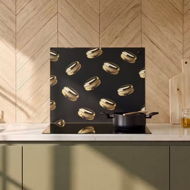 Beschemer à induction avec crochets - Macarons - Motif - Or - Noir — 1