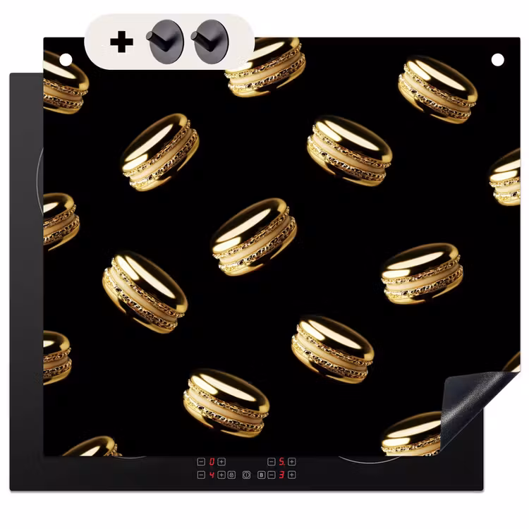 Beschemer à induction avec crochets - Macarons - Motif - Or - Noir — 3