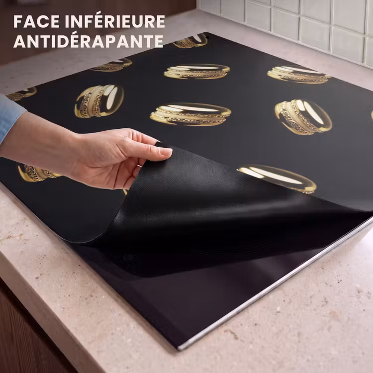 Beschemer à induction avec crochets - Macarons - Motif - Or - Noir — 4
