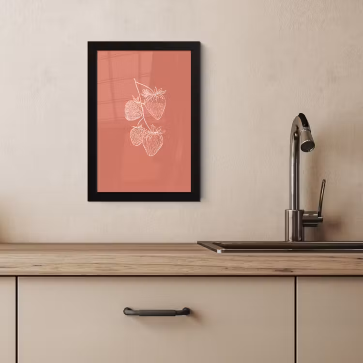 Cadre Photo - Minimaliste - Illustration - Fraise - Branche — 2