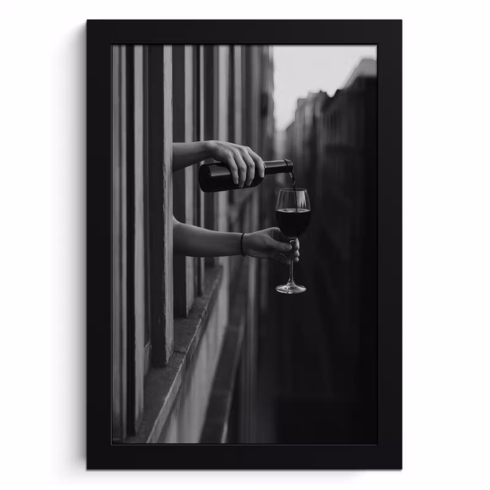 Cadre Photo - Bouteille de vin - Verre - Mains - Fenêtre — 1
