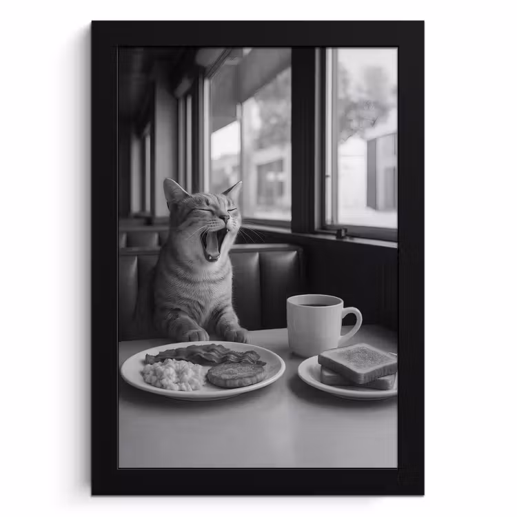 Cadre Photo - Chat - Café - Pain - Noir — 1