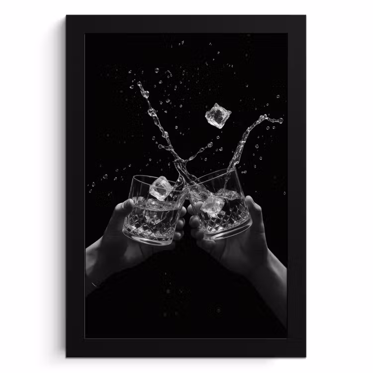 Cadre Photo - Verres Whicky - Ice - Splashes - Noir — 1