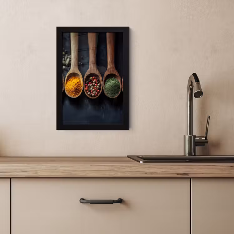 Cadre photo - Bois - Cuillères - Epices - Herbes — 2