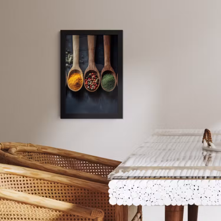 Cadre photo - Bois - Cuillères - Epices - Herbes — 3