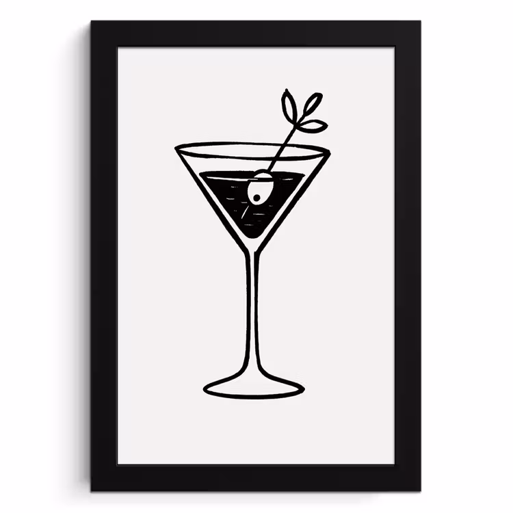 Cadre Photo - Cocktail - Verre - Olive - Minimaliste — 1