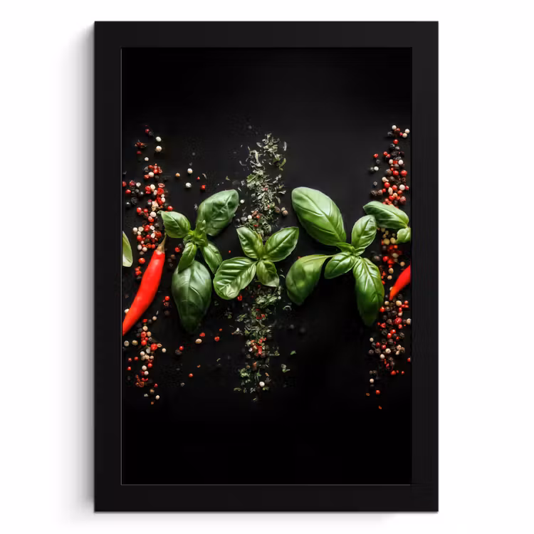 Cadre photo - Piment - Basilic - Feuilles - Rouge — 1