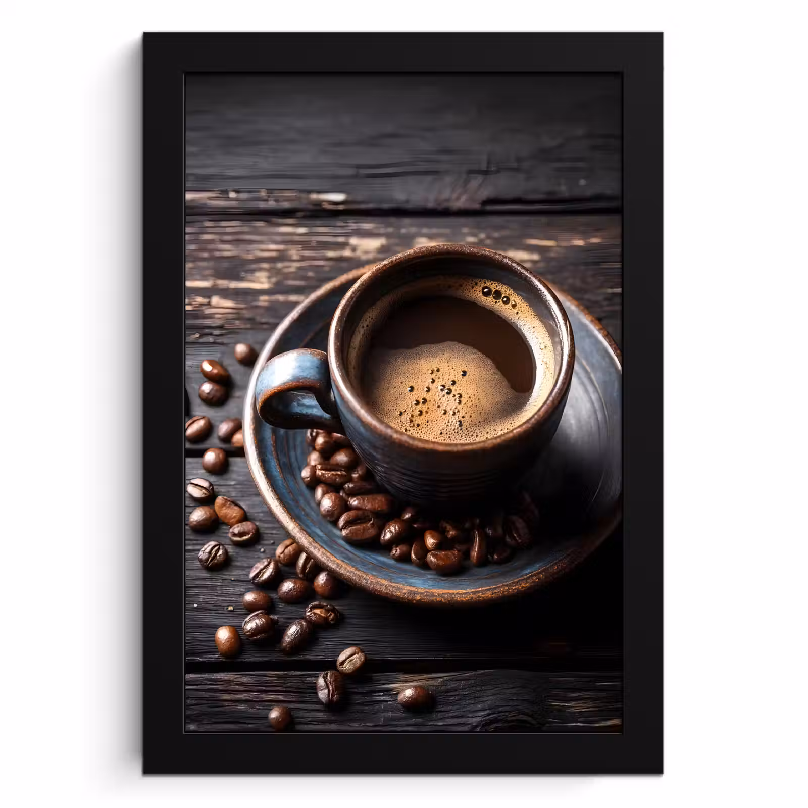 Cadre photo - Tasse - Café - Bois - Grains — 1