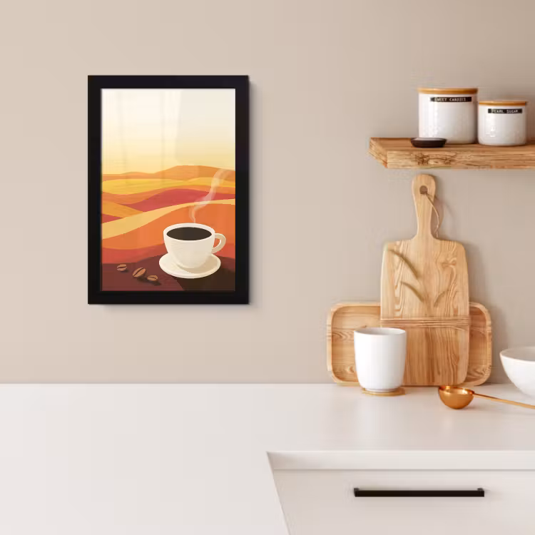 Cadre photo - Café - Paysage - Orange - Grains de café — 2