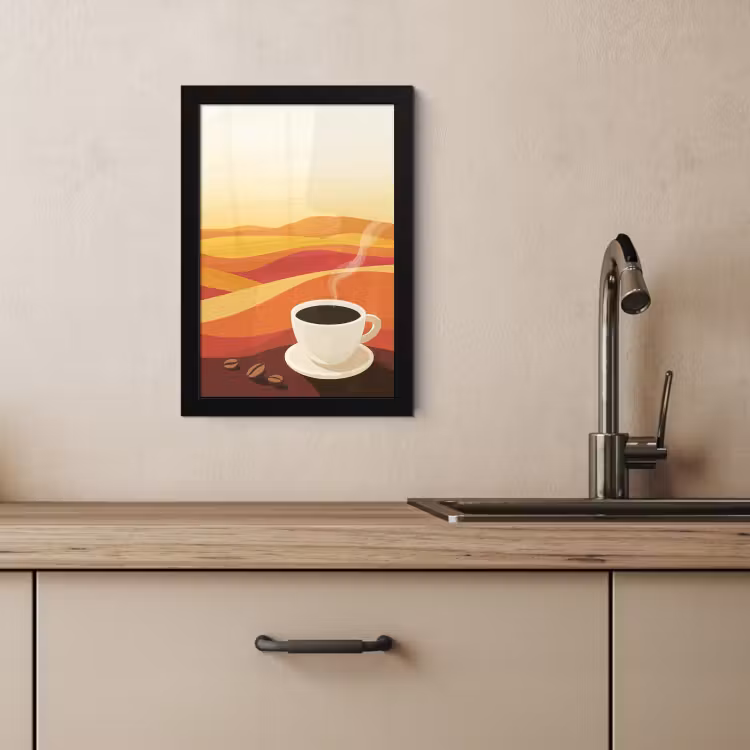 Cadre photo - Café - Paysage - Orange - Grains de café — 3