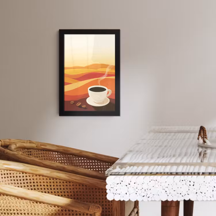 Cadre photo - Café - Paysage - Orange - Grains de café — 4