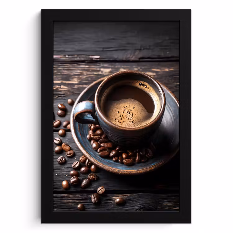Cadre photo - Tasse - Café - Bois - Grains — 1