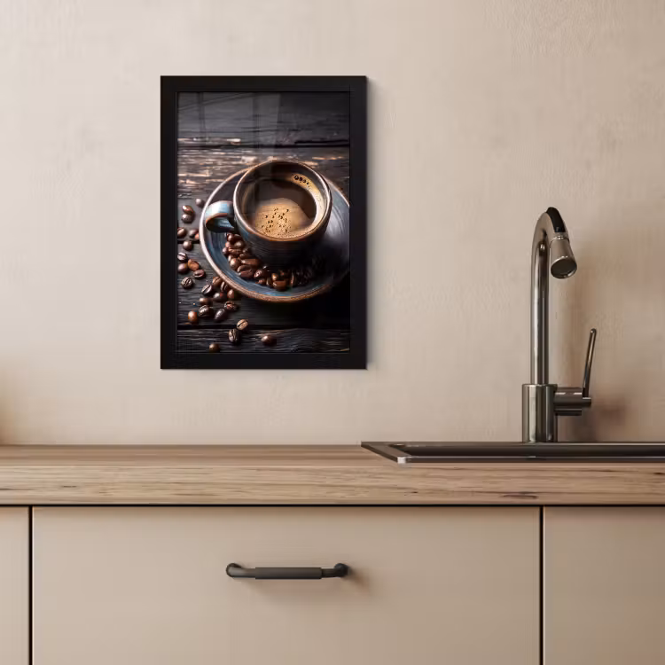 Cadre photo - Tasse - Café - Bois - Grains — 3