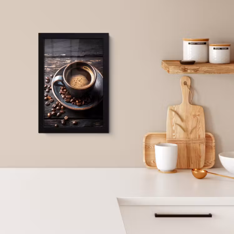 Cadre photo - Tasse - Café - Bois - Grains — 4