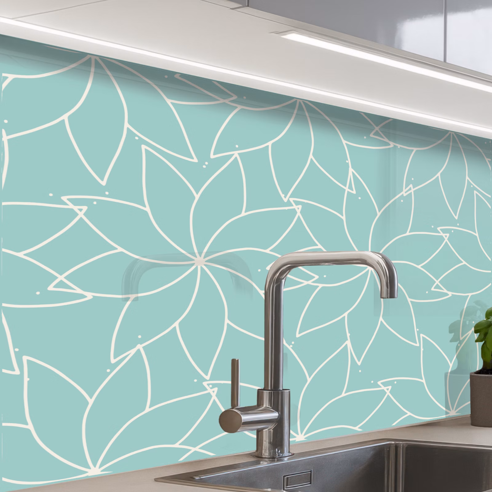 Crédence cuisine - Bleu - Mandala - Design — 1