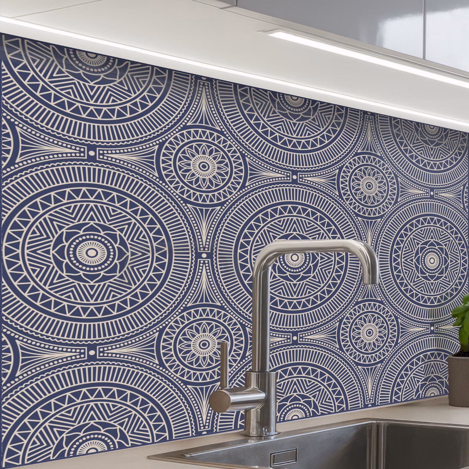 Crédence cuisine - Mandala - Bleu - Motif - Abstrait — 1